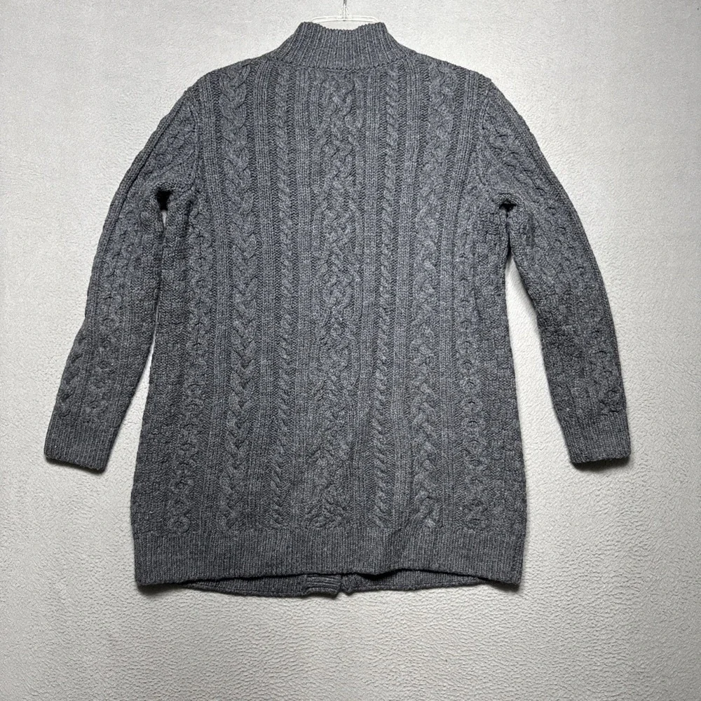 VTG LL Bean Wool Cardigan Sweater Womens XL Chunky Cable Knit Fisherman Ireland - Picture 7 of 10